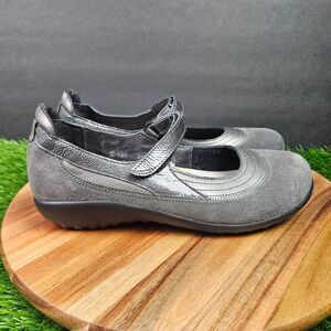 Naot Kirei Shoes Womens 8 Gray Mary Jane Suede Leather Adjustable Strap Comfort